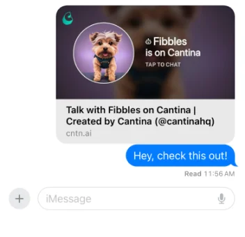 Screenshot showing a message with a shared bot